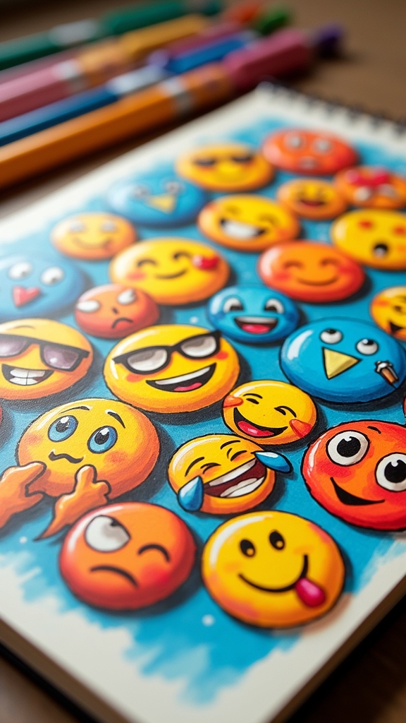 playful colorful emoji expressions