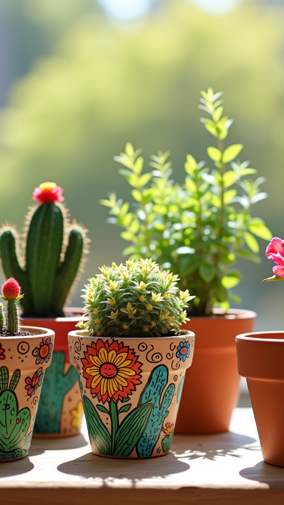 playful colorful plant pots