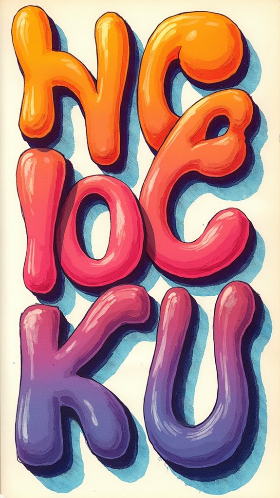 retro bubble letters technique