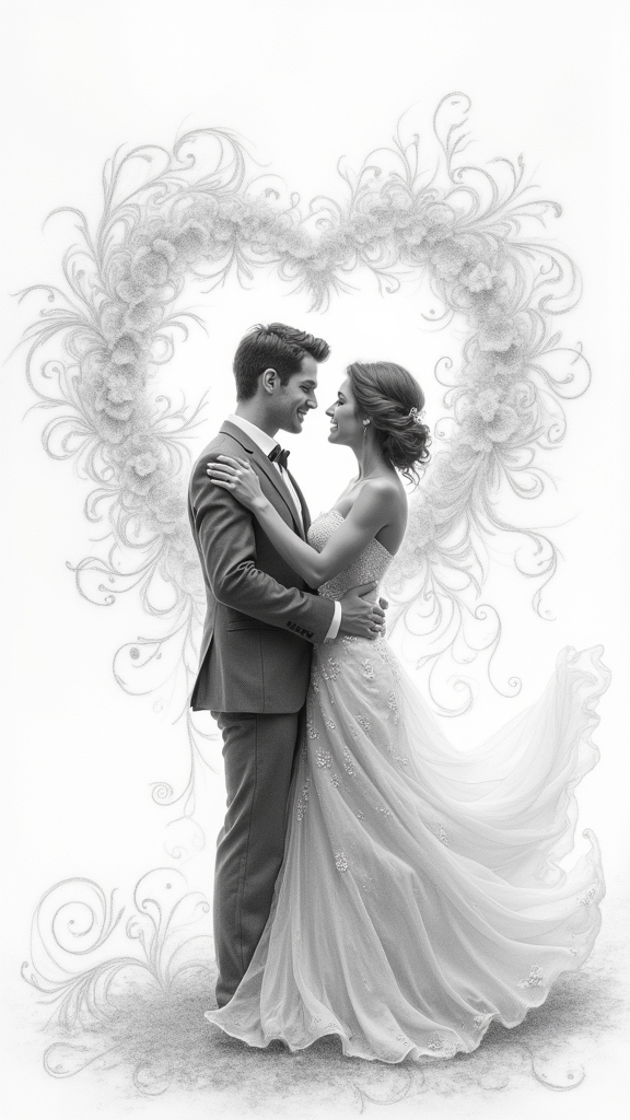 romantic first dance sketches