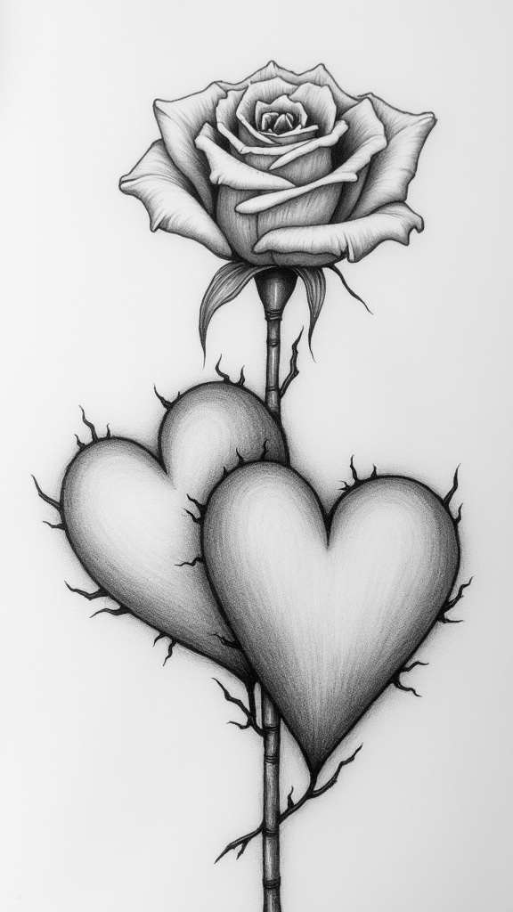 romantic pencil art motifs