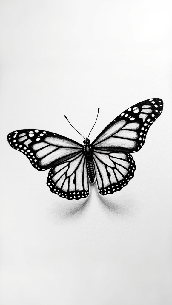 shaded monarch butterfly art