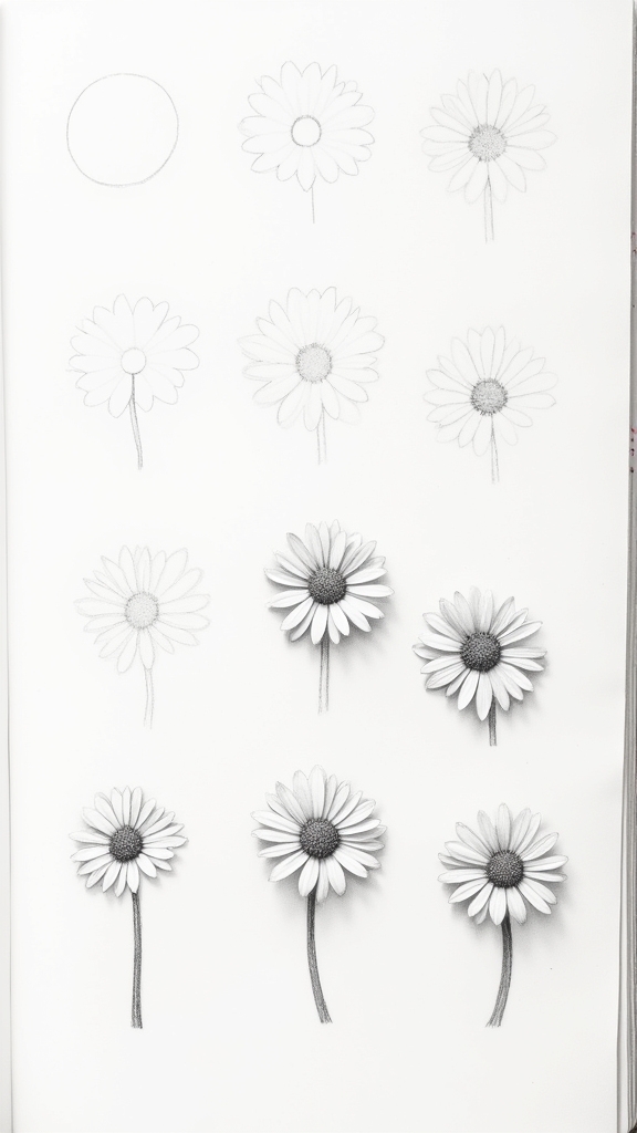 simple daisy drawing tutorial