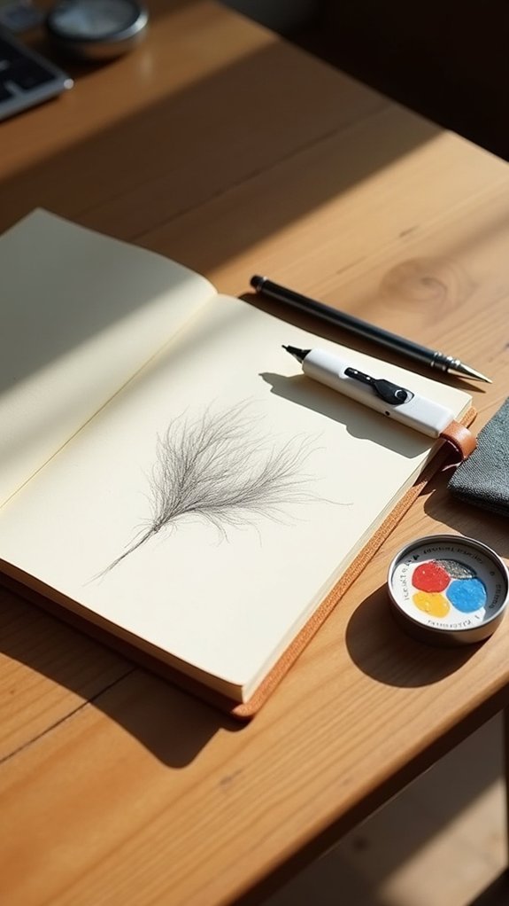 simple portable sketching materials