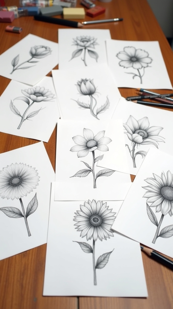 simplified flower drawing techniques