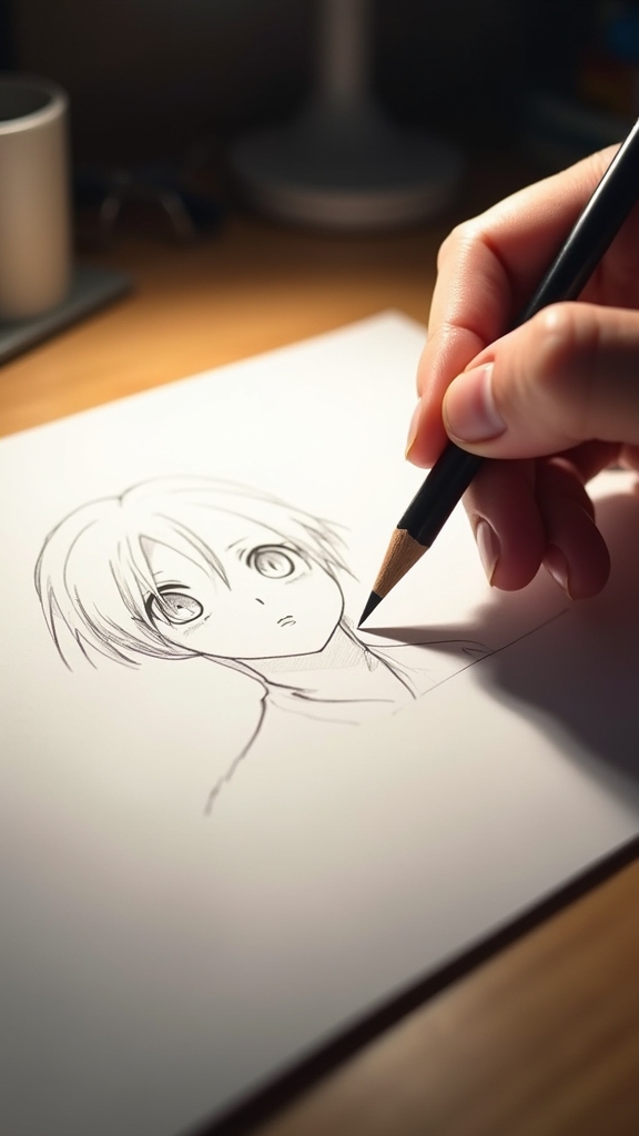 sketch iconic anime head