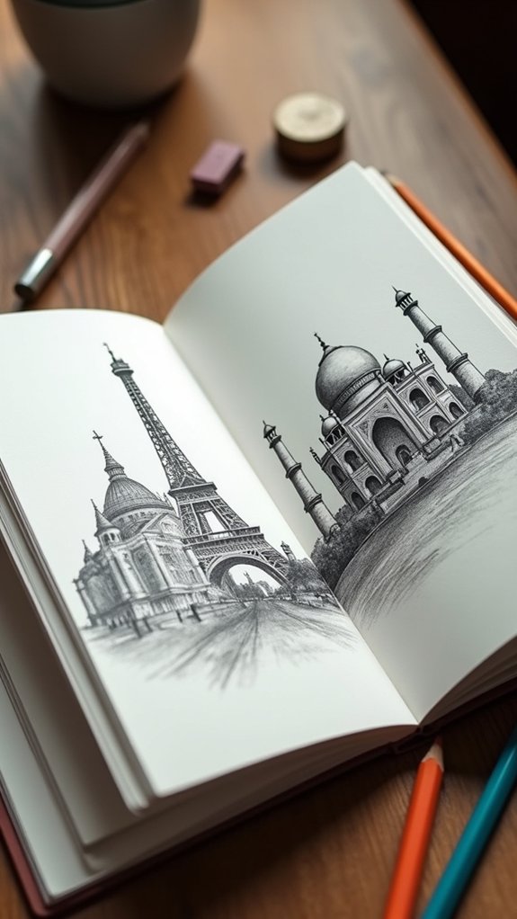 sketching famous landmarks creatively