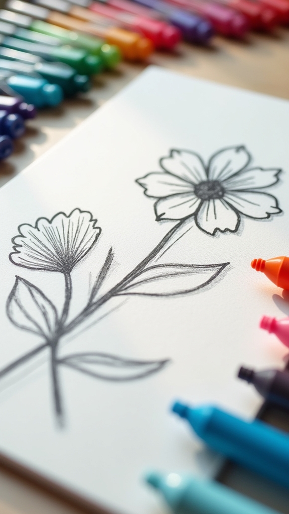 sketching lively flower designs