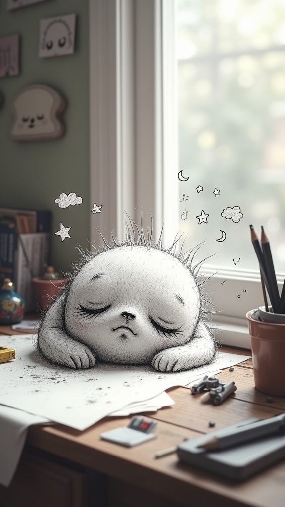 sleepy pencil takes nap