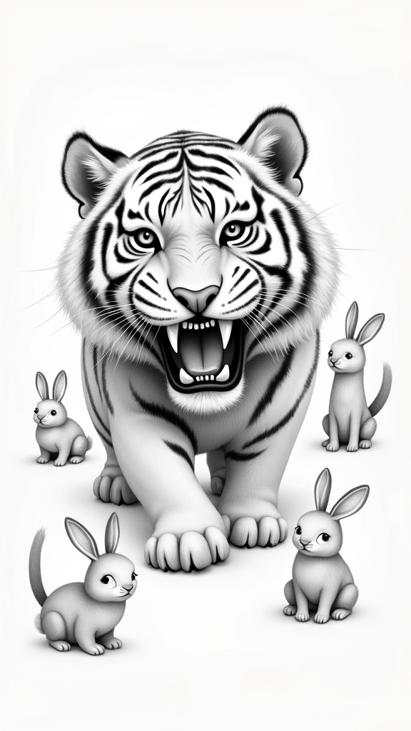 snarling tiger fierce expression