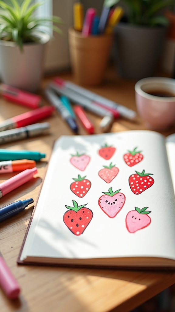 sweet strawberry doodle techniques