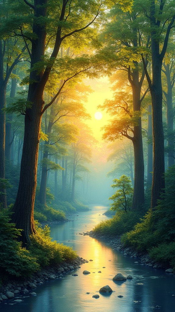 tranquil forest majestic mountains