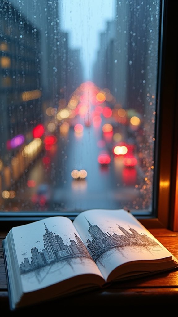 urban reflections in rain