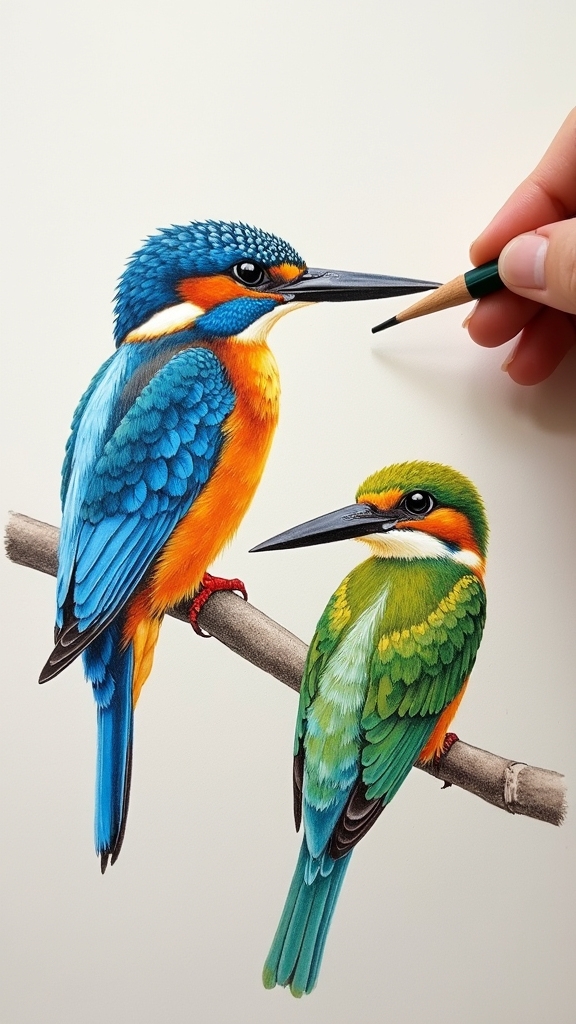 vibrant birds captivating sketches