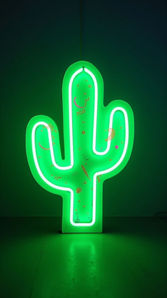 vibrant cactus neon sign