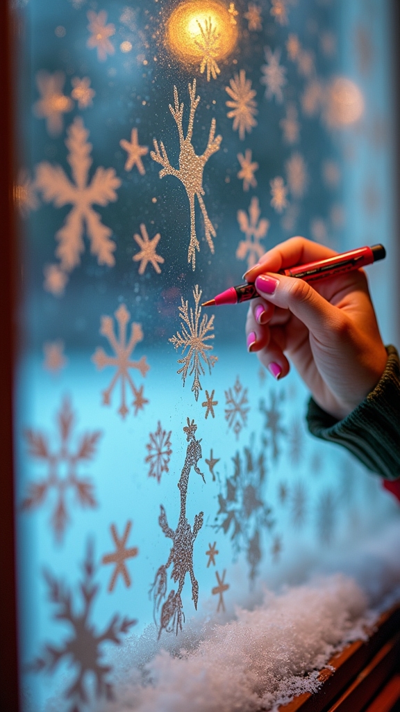 vibrant christmas window art