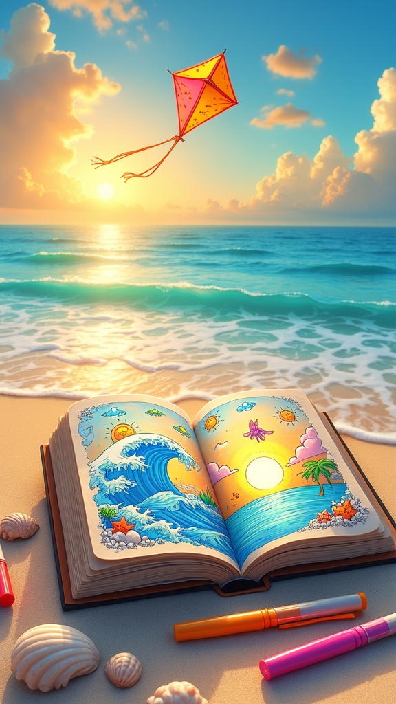 vibrant playful beach art