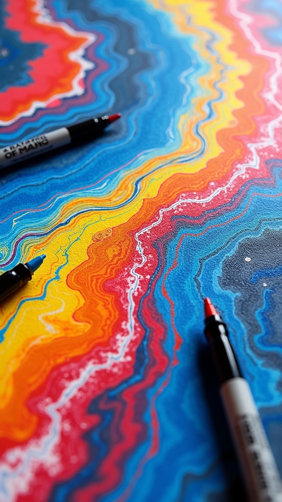 vibrant posca abstract art