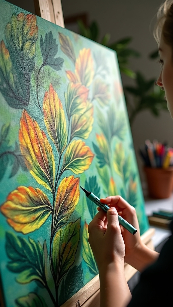vibrant textured leaf designs