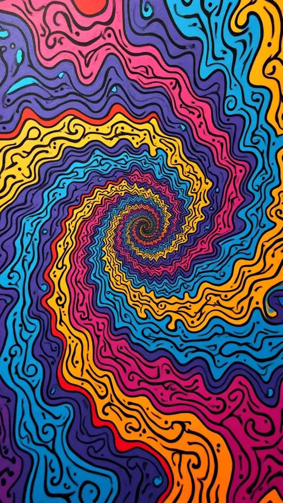 vibrant trippy doodle movement