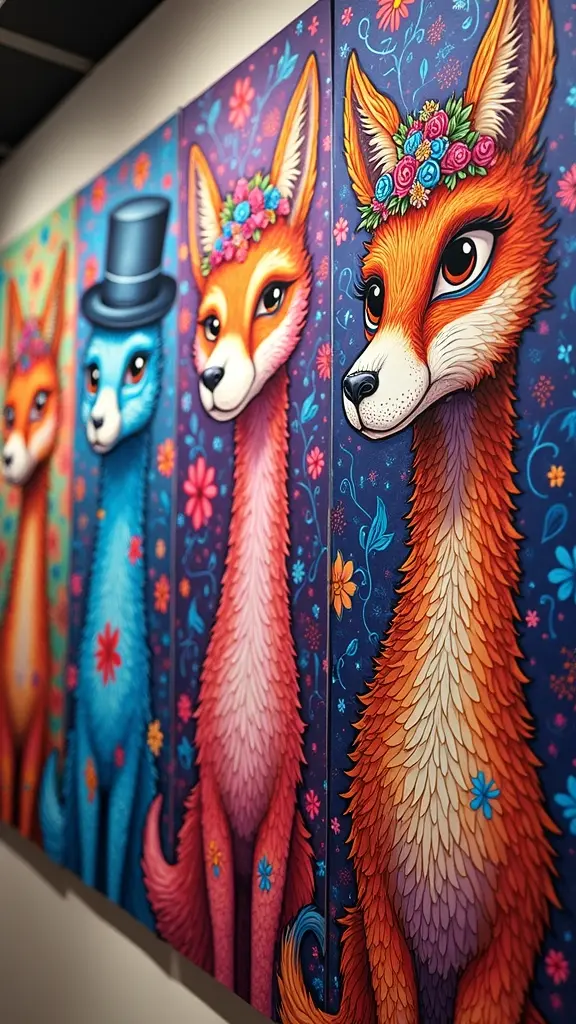 vibrant whimsical animal portraits