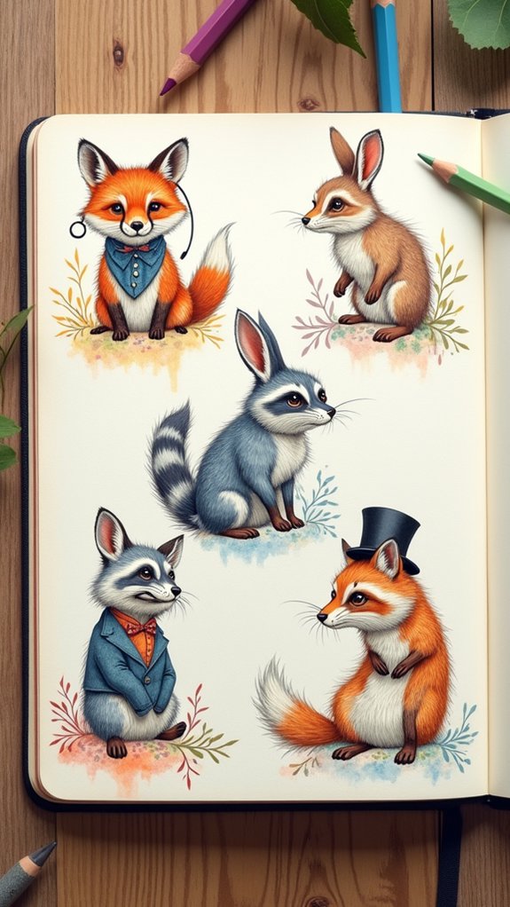 whimsical animal portraits created