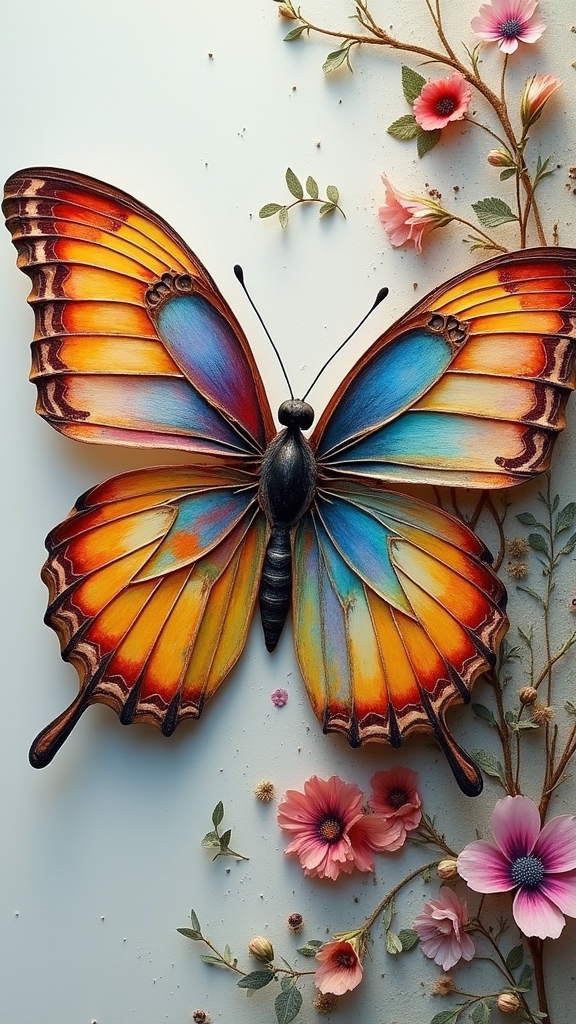whimsical butterfly mixed media