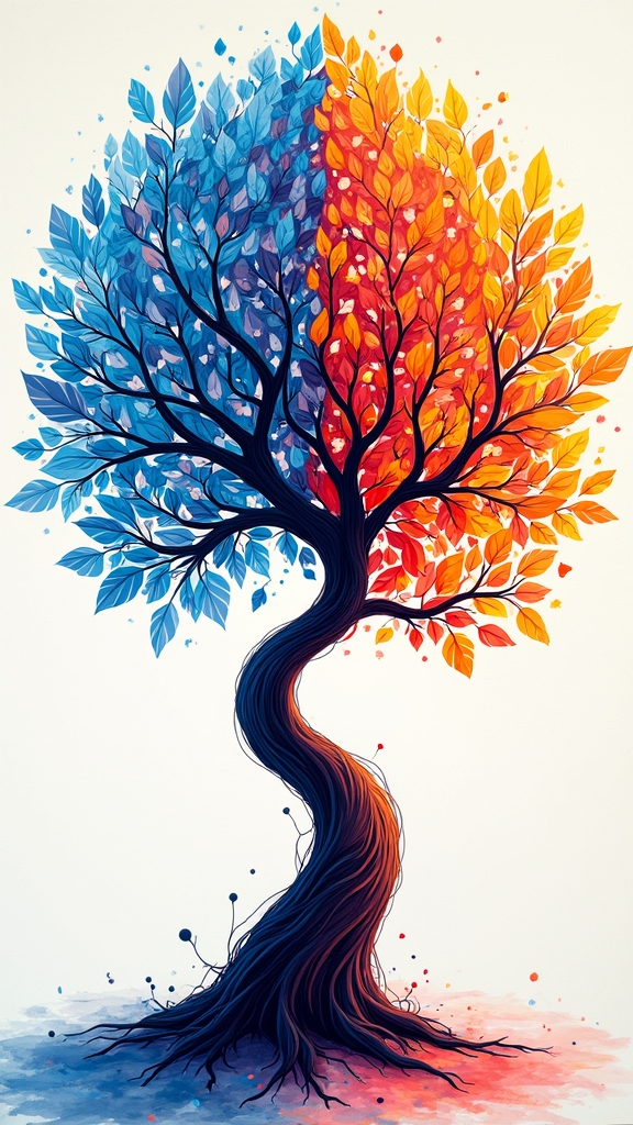 whimsical colorful abstract trees