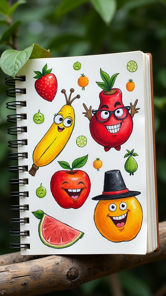 whimsical fruit character designs