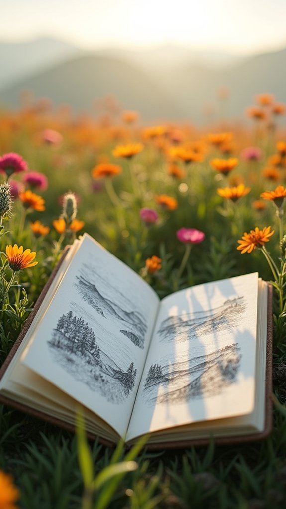 wildflower fields in morning