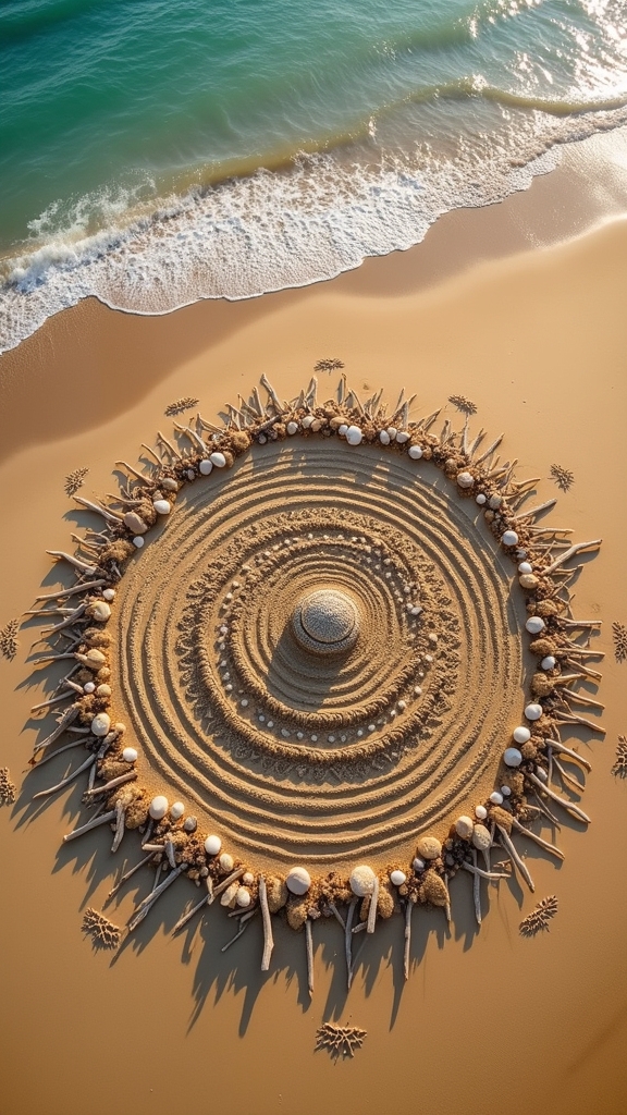 beach mandala art creation