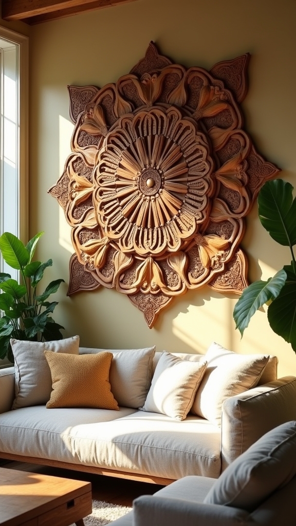 carved wood mandala panels