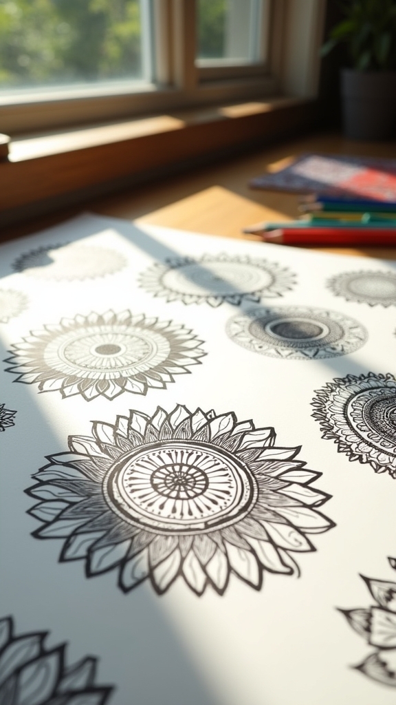 creative freehand mandala sketching