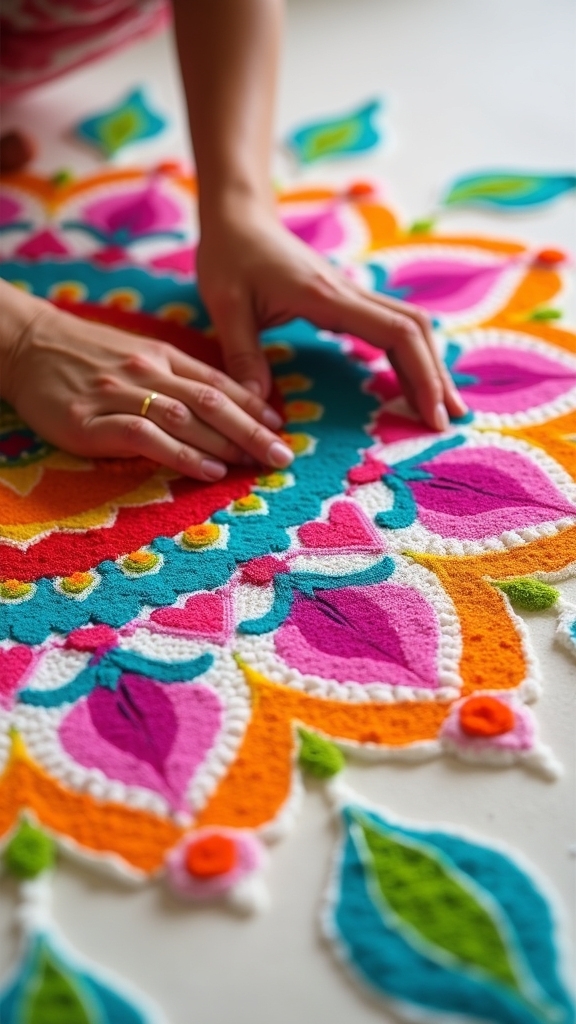 filling mandala with colors
