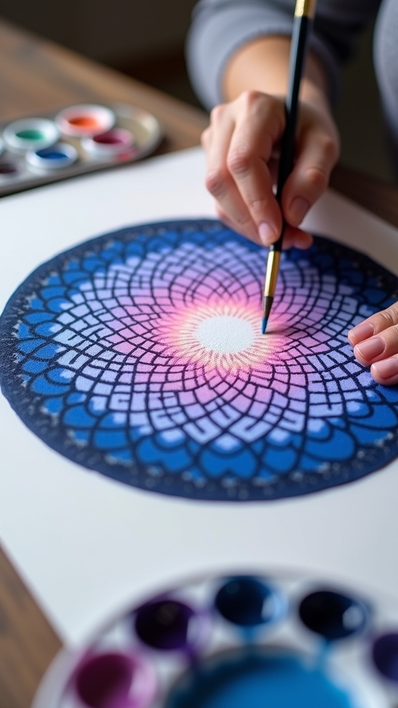 gradient ombre mandala painting