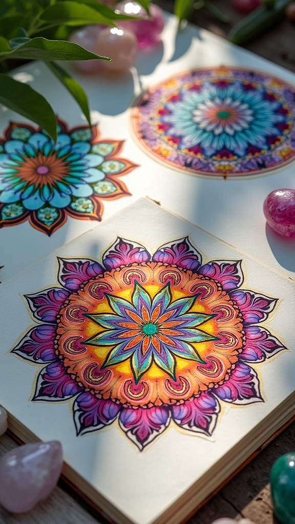 inspirational color filled mandalas