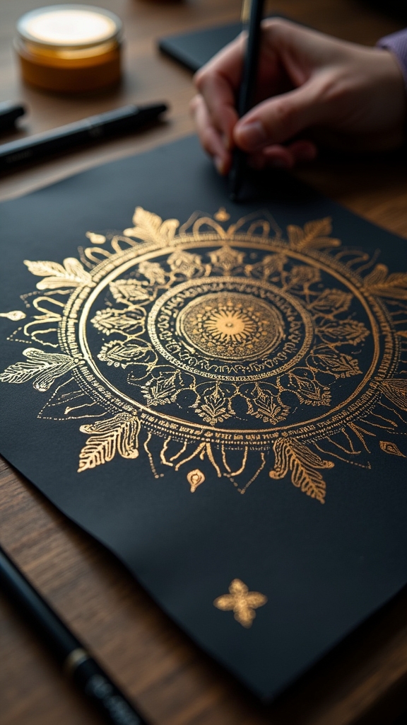 metallic accents enhance mandalas
