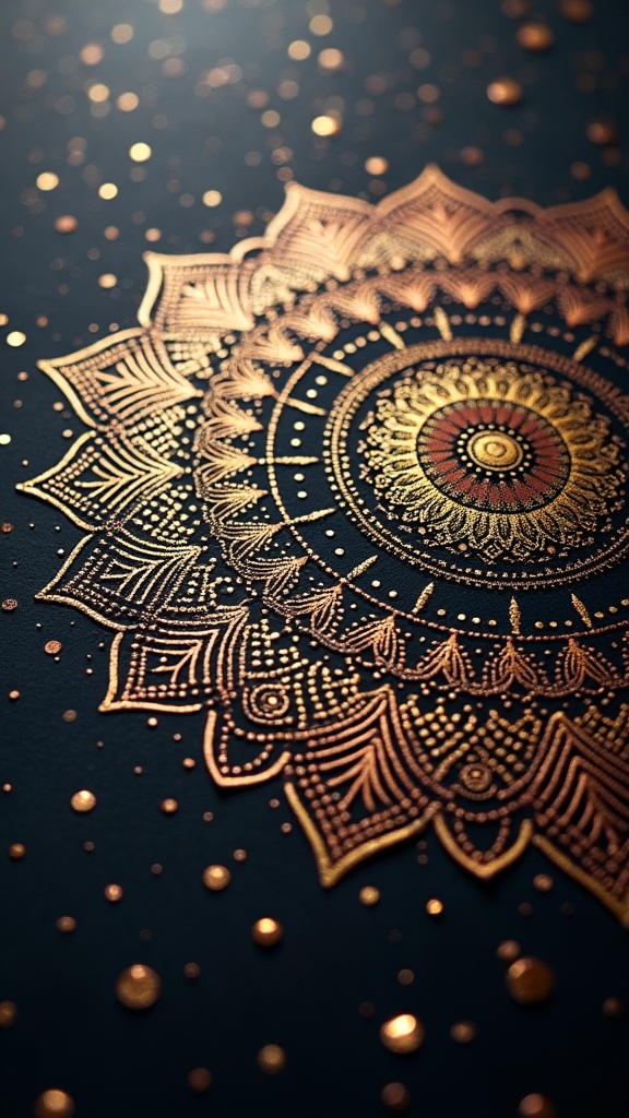 metallic mandalas on black