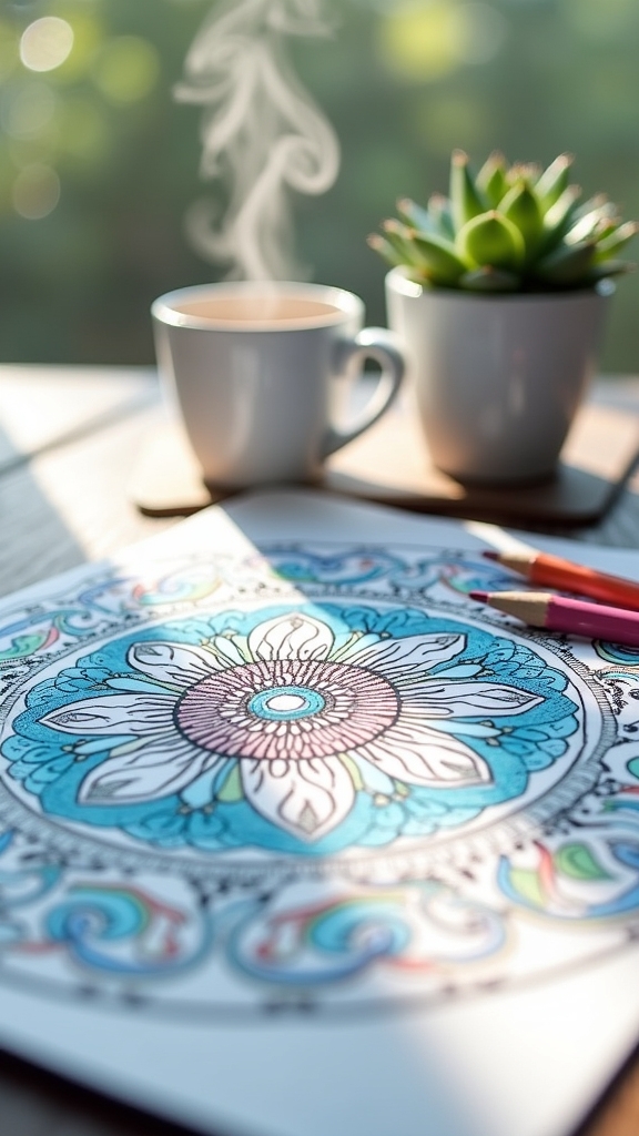 mindful mandala coloring therapy