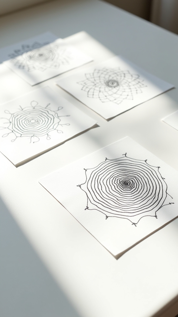 monochrome minimalist line mandalas