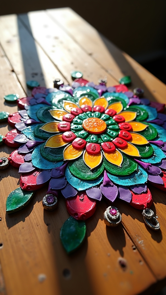 recycled mandalas from trash