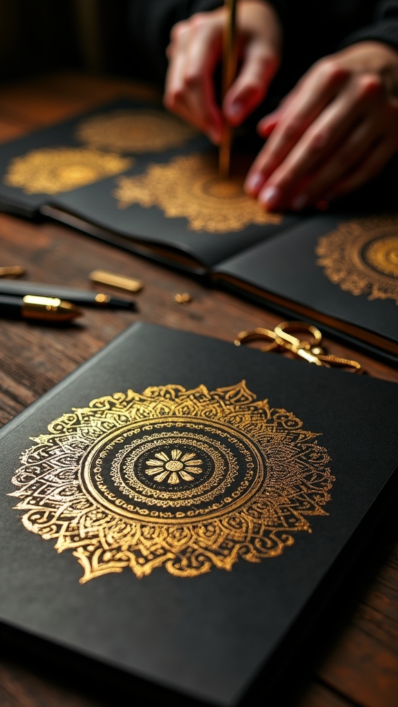 sparkling black and gold