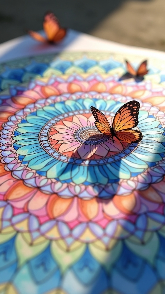 transformative colorful butterfly mandala